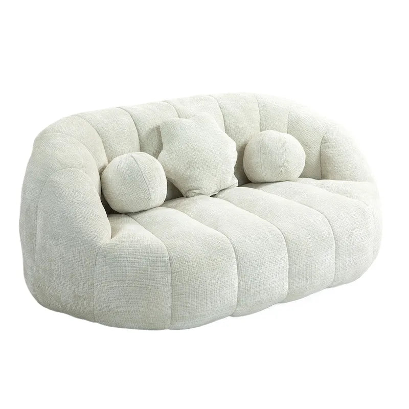 Fauteuil lounge blanc de 63.78, rembourré de chenille et doté de mousse haute densité