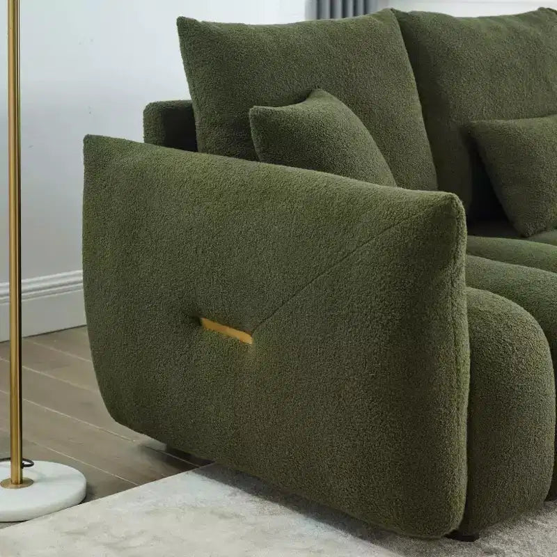 GDFStudio Alanna modernes 3-Sitzer-Sofa mit Teddy-Stoffbezug und Kissen, 79.5