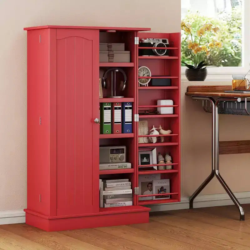HOMCOM Garde-manger de cuisine de 41, placard de cuisine à 2 portes avec étagères de rangement à 5 niveaux, 12 porte-épices et étagères réglables, pour la salle à manger