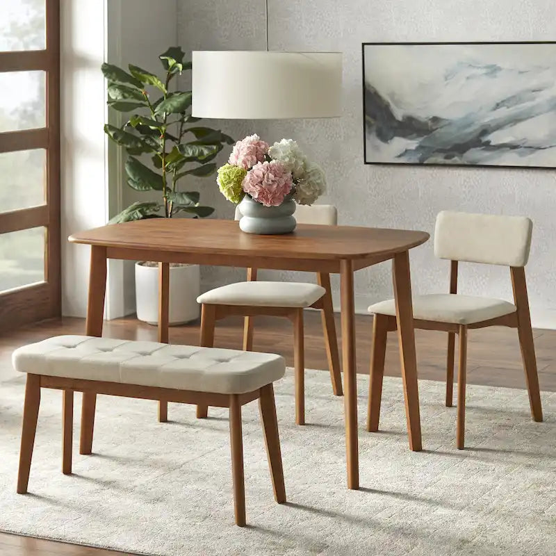 4-teiliges Esszimmer-Set aus Massivholz Simple Living Nettie