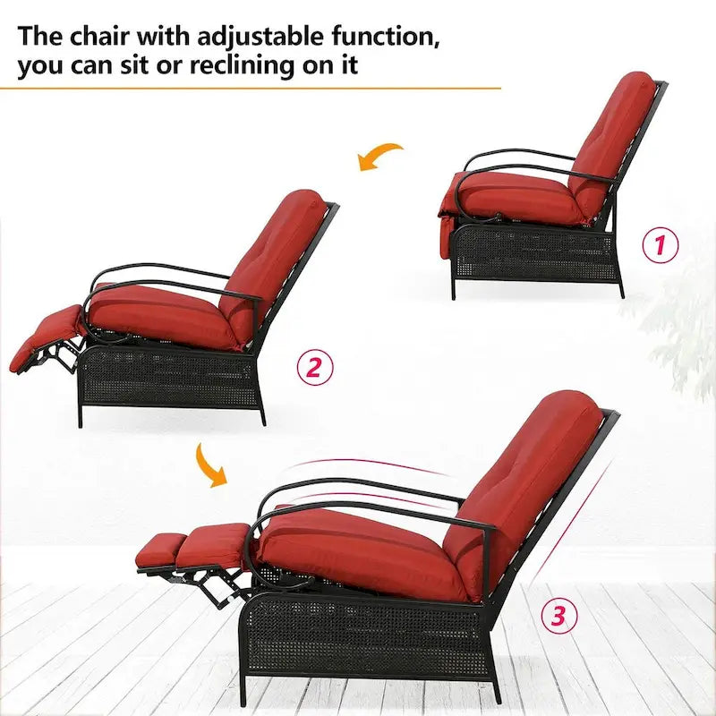 Verstellbarer Relaxsessel für die Terrasse mit Kissen - 38 (D) x 26.5 (W) x 38.5 (H) Zoll