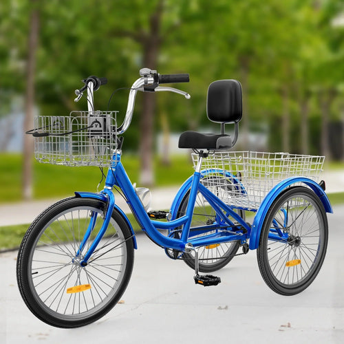 Tricycle pour adultes de 26 pouces, vélo à 3 roues, 7 vitesses