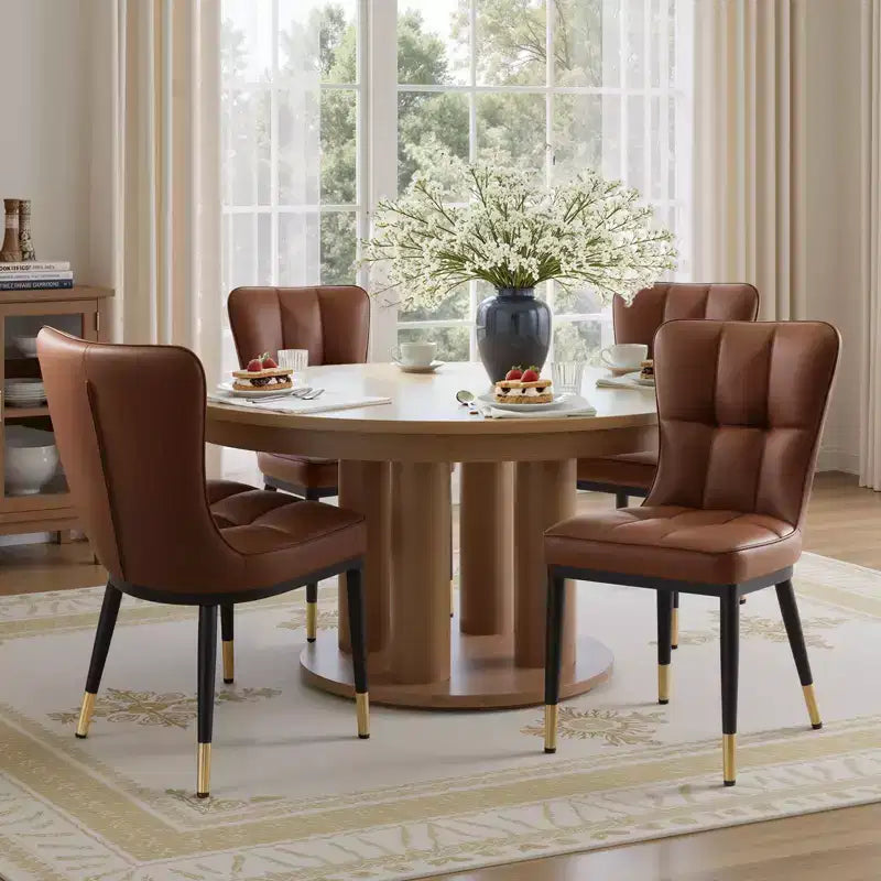 Bekrvio Esszimmerstühle, 6er-Set, moderne Sitzfläche aus Kunstleder mit Polsterung und hoher Rückenlehne, Metallbeine, armlose Küchenstühle für Wohn- und Esszimmer