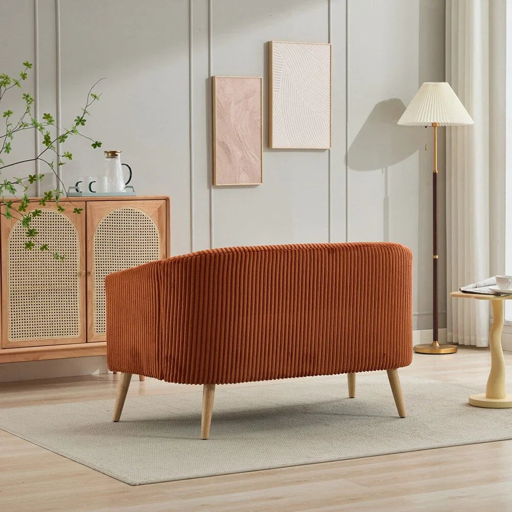 2-Sitzer-Sofa mit Cordbezug und Beinen aus Walnussholz