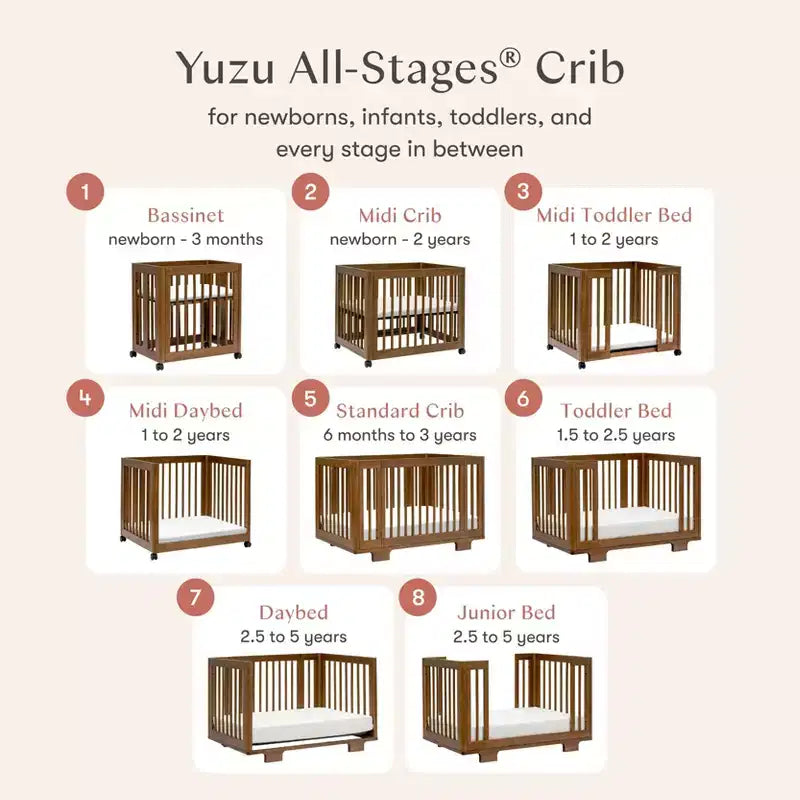 Babyletto Yuzu 8-in-1-Kinderbett, umbaubar mit Umbausets für alle Altersstufen