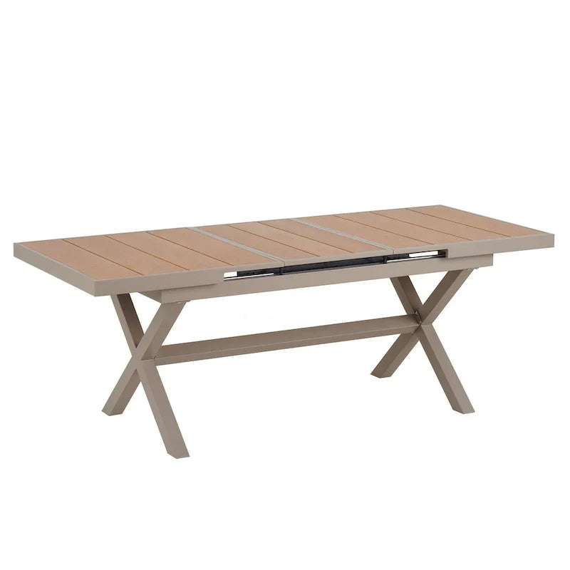 Ensemble de repas d’extérieur extensible 7 pièces avec table extensible et 6 fauteuils
