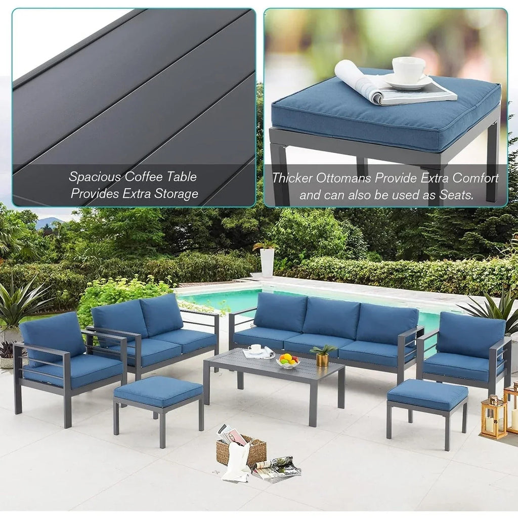 AECOJOY 7-teiliges Gartenmöbelset aus Aluminium für draußen
