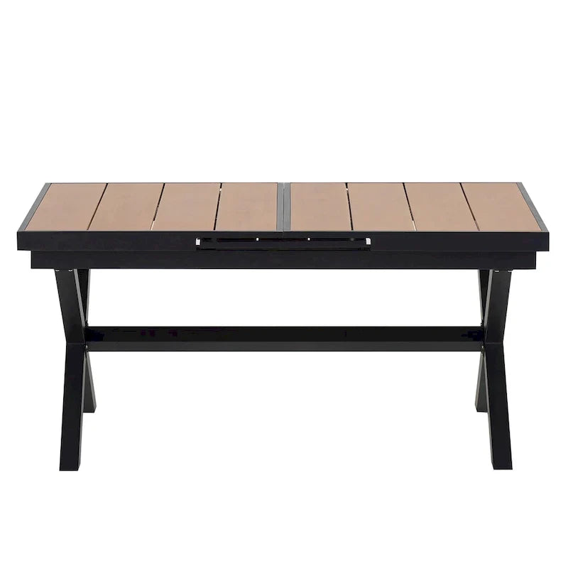 Ensemble de repas d’extérieur extensible 7 pièces avec table extensible et 6 fauteuils