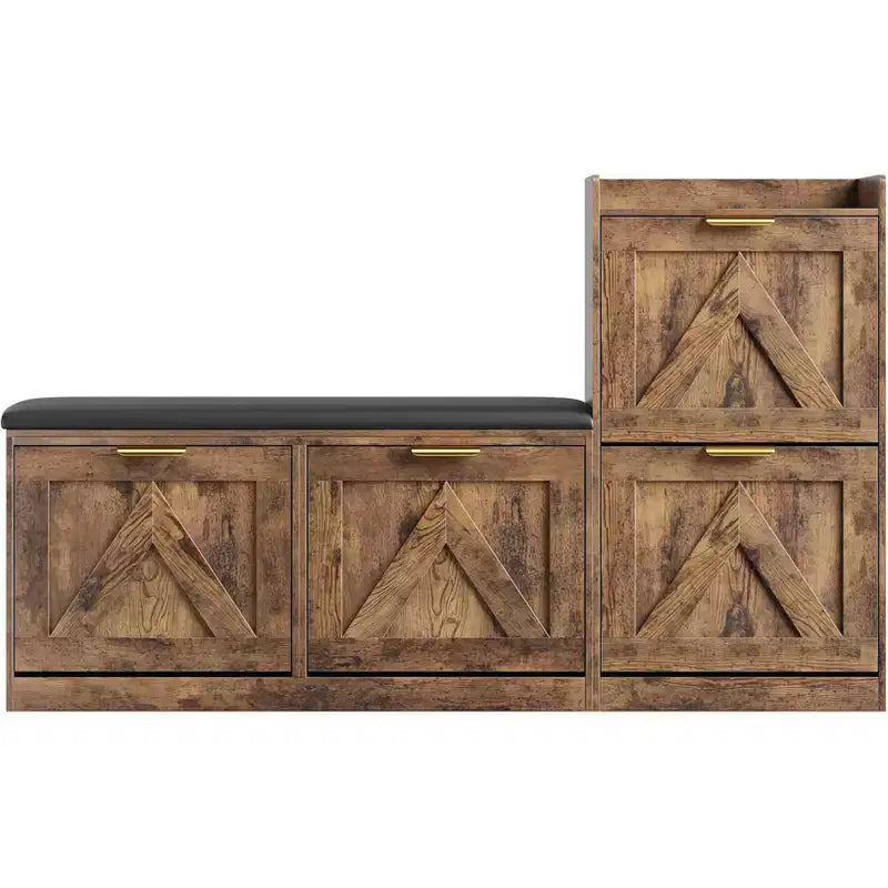 Meuble à chaussures avec banc et 4 tiroirs basculants - Rangement étroit pour entrée, pour 35-40 paires