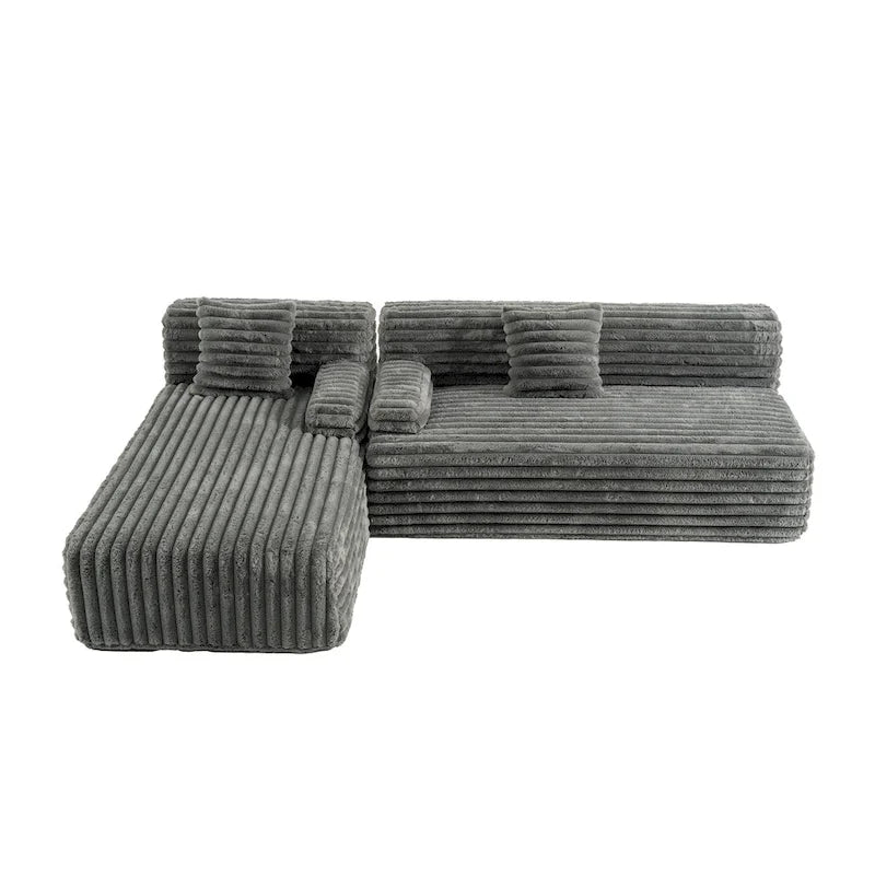 Modułowa sofa narożna Cloud, nowoczesna tapicerowana kanapa z 2 poduszkami dekoracyjnymi, dowolnie konfigurowana, w kształcie litery L
