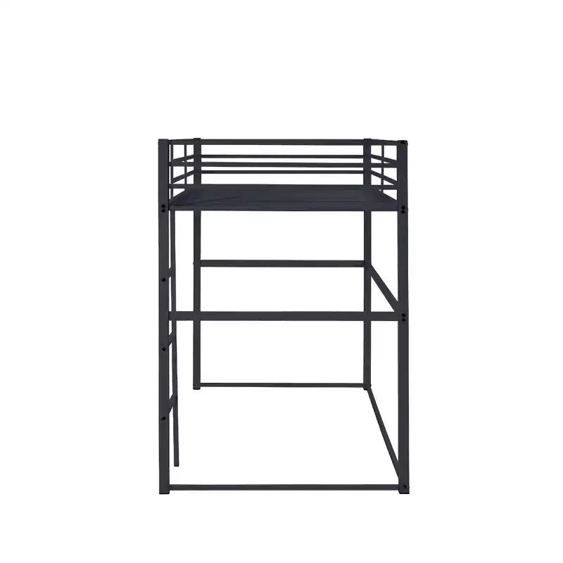 Metall-Hochbett für Einzelbettmatratze mit Schutzgittern und gerader Leiter