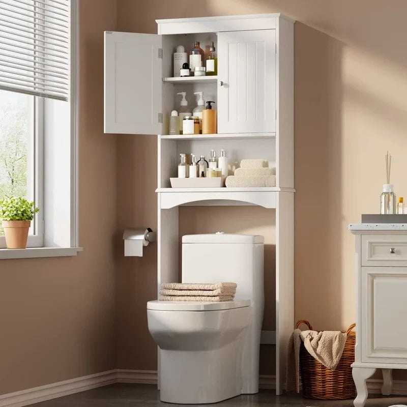 Badkamerkast, toiletmeubel, badkamerplank boven het toilet, ruimtebesparend toilet