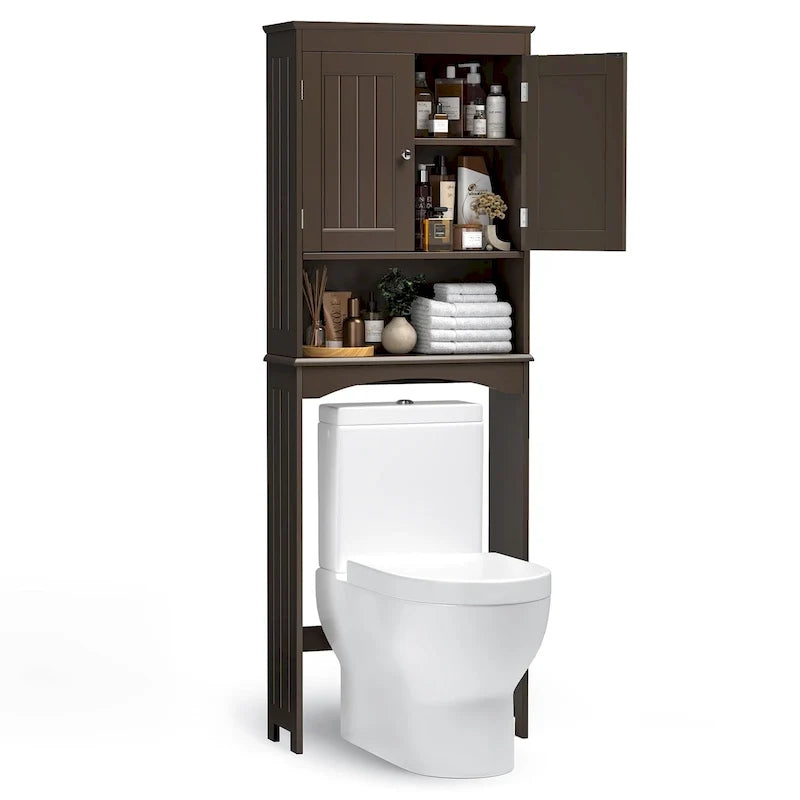 Badkamerkast, toiletmeubel, badkamerplank boven het toilet, ruimtebesparend toilet