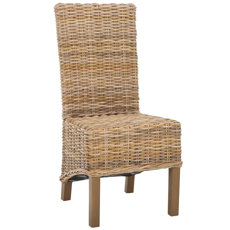 Set van 2 eetkamerstoelen van naturel rotan, 19W x 22D x 41H, boho-kuststijl