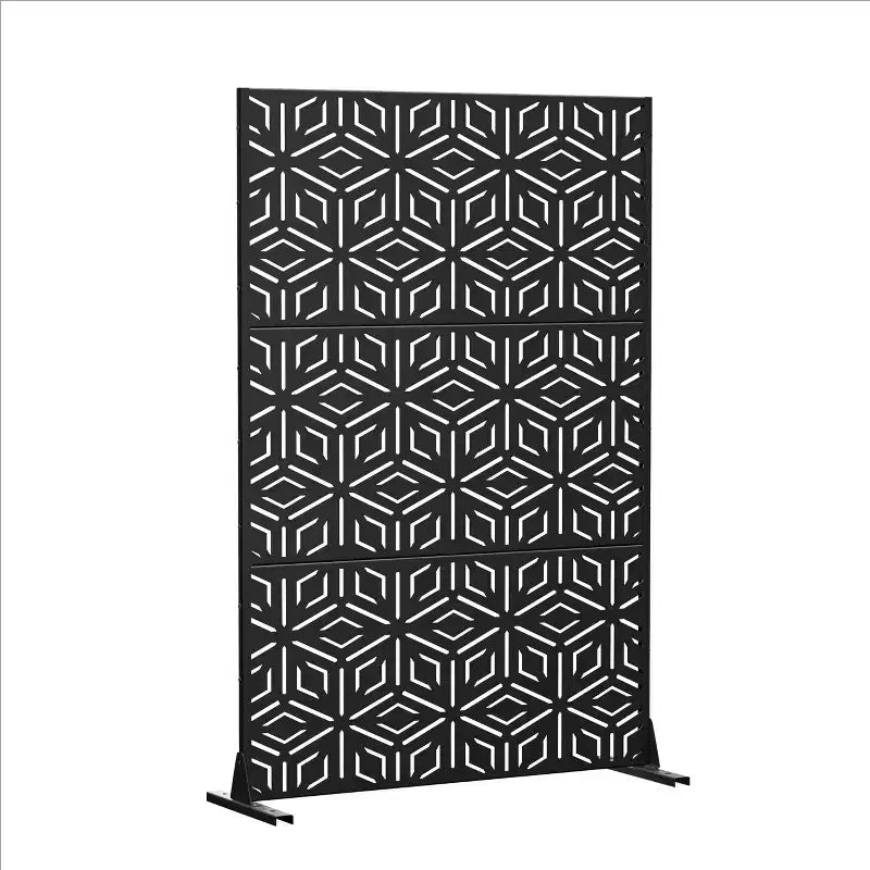 MAYEERTY Raumteiler mit Francis-Reismuster, schwarzes verzinktes Blech, 72x47x2in, 3-teiliges Set, 3-teiliges Set