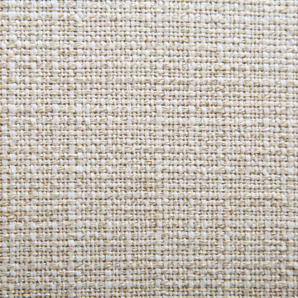Canapé incurvé 3 places avec coussins boule, mélange de lin beige