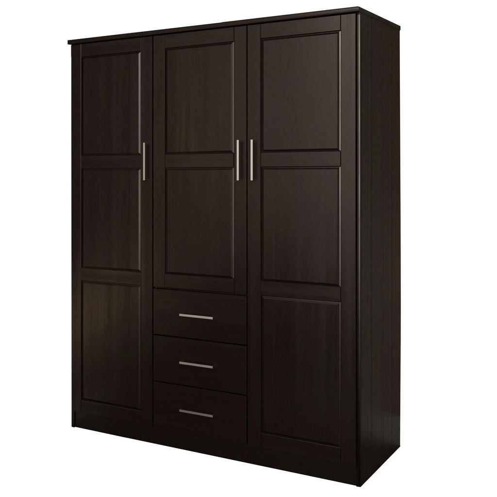 Palace Imports Cosmo Kleiderschrank mit 3 Türen aus 100 % Massivholz und Türen aus Massivholz oder mit Spiegel