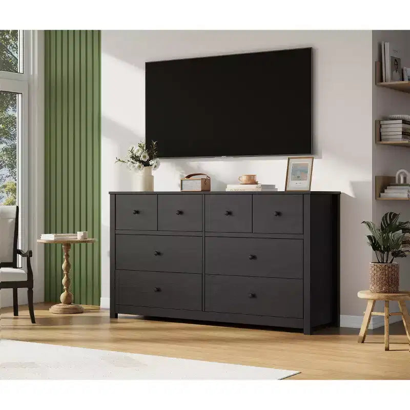 Moderne ladekast met 8 lades voor de slaapkamer, brede houten ladekast met veel opbergruimte, vrijstaande opbergkast voor de woonkamer