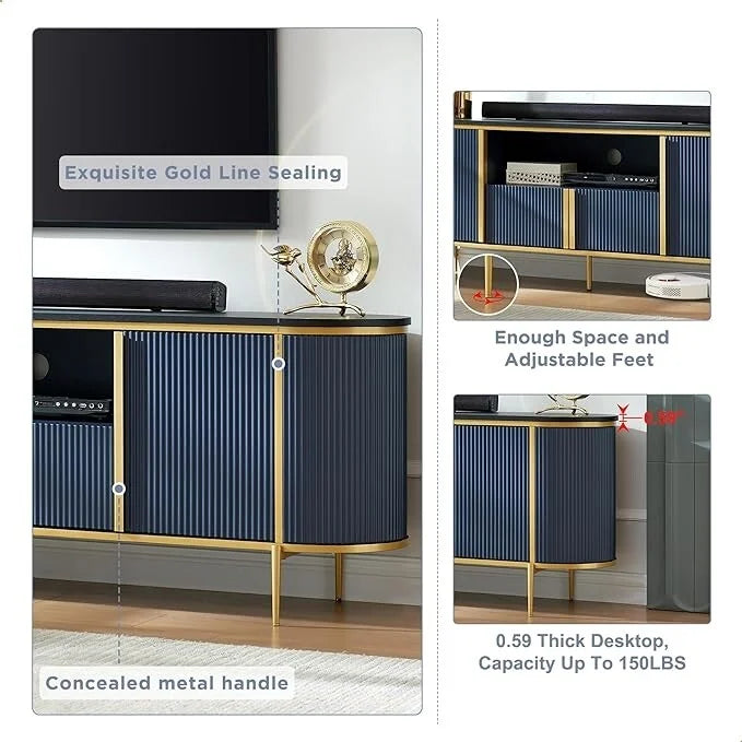 Moderner Luxus-TV-Schrank, Entertainment-Center mit Kunstmarmorplatte