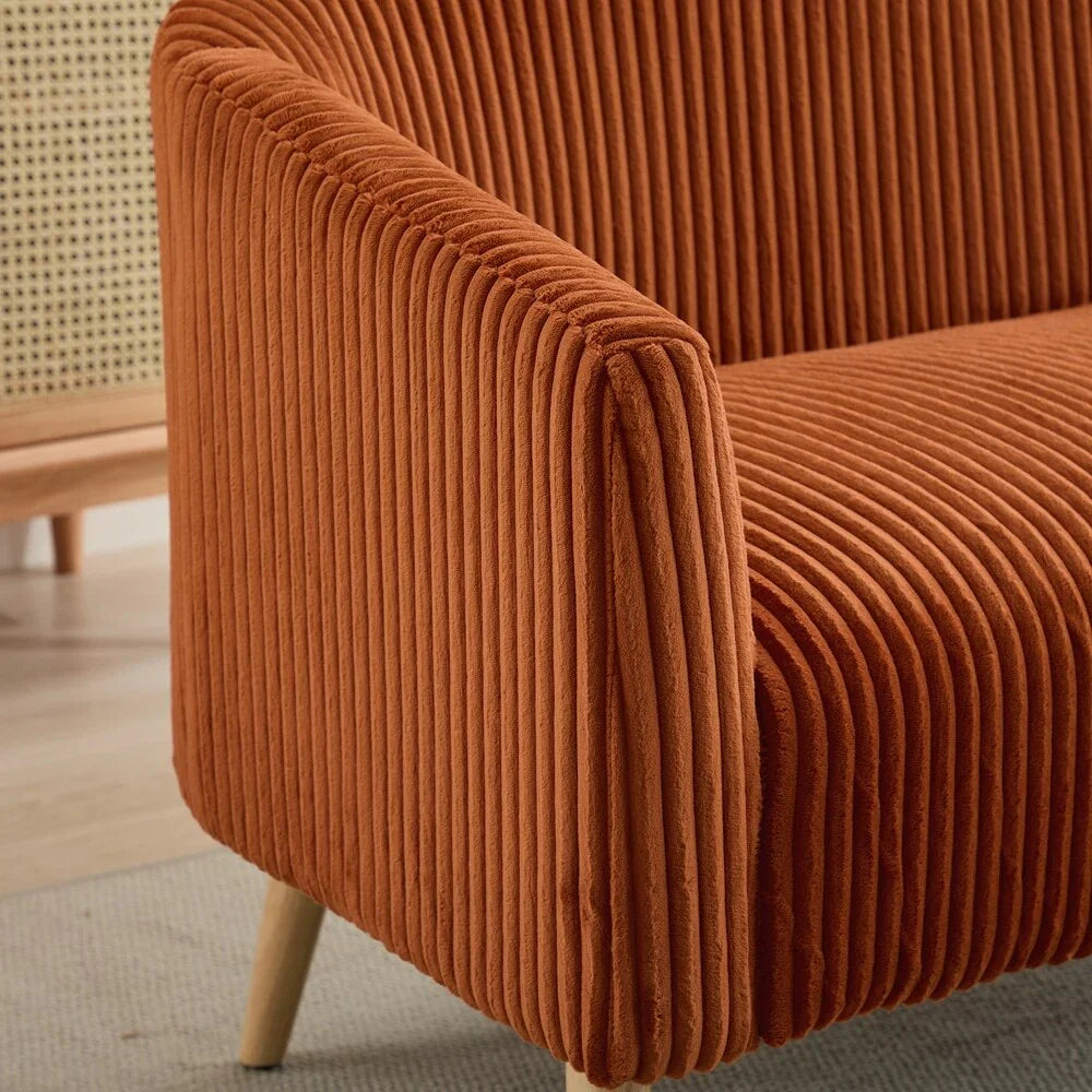 2-Sitzer-Sofa mit Cordbezug und Beinen aus Walnussholz