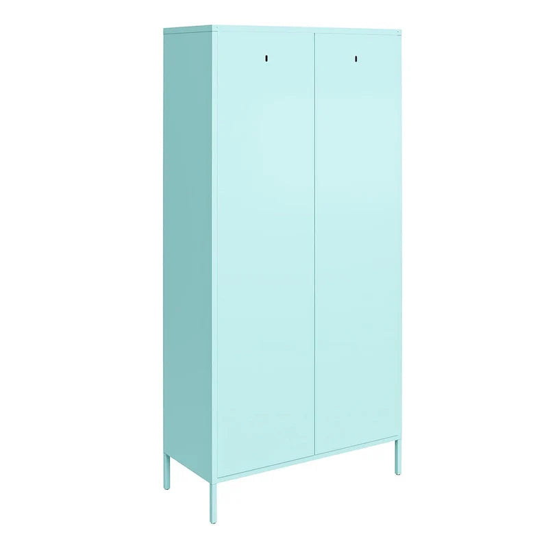 Orange/rosa hoher Metallschrank mit 2 Türen, für 1 Person