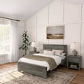 Cadre de lit double de style champêtre Plank+Beam avec tête de lit, lit plateforme en bois massif