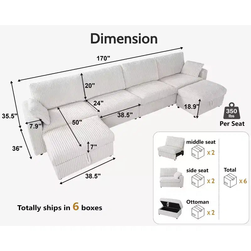 Modulares Cordsofa von Dyonery mit waschbaren Bezügen