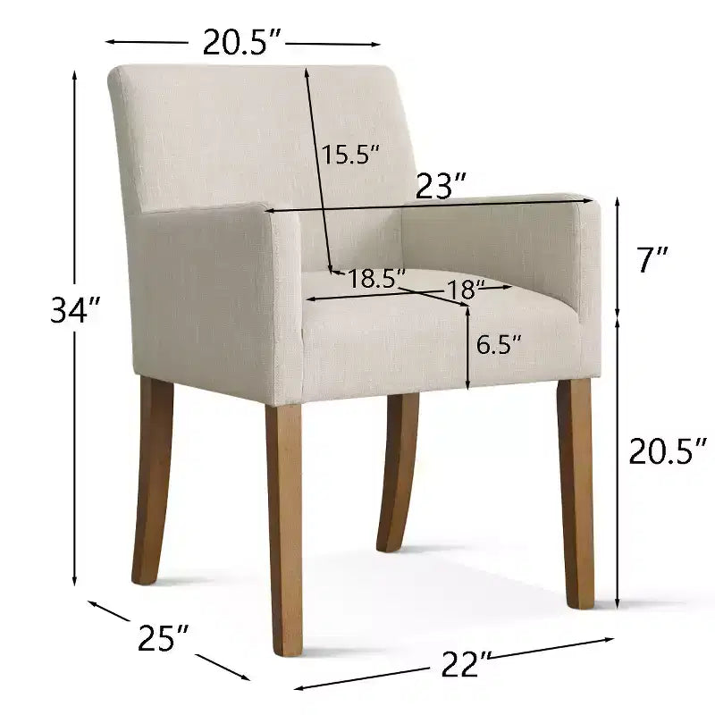 Set aus 6 gepolsterten Esszimmerstühlen mit Armlehnen, moderne Leinen-Armlehnstühle mit Holzbeinen, Akzentstühle für Ess- und Wohnzimmer - Panipeachy