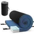 Costway kampeermatras van traagschuim met antislip onderkant en reistas voor buitengebruik, grijs/blauw