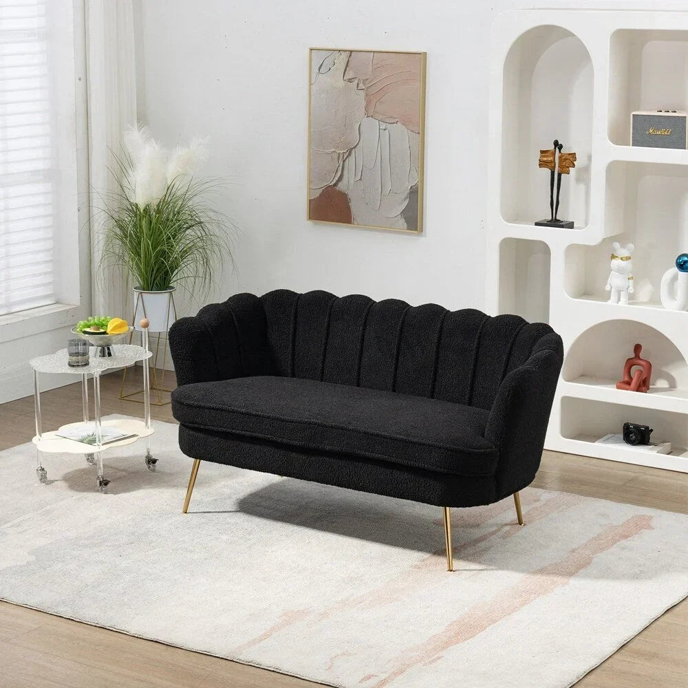 Kleines Mini-Zweisitzer-Sofa mit goldenen Metallbeinen - 2-Sitzer