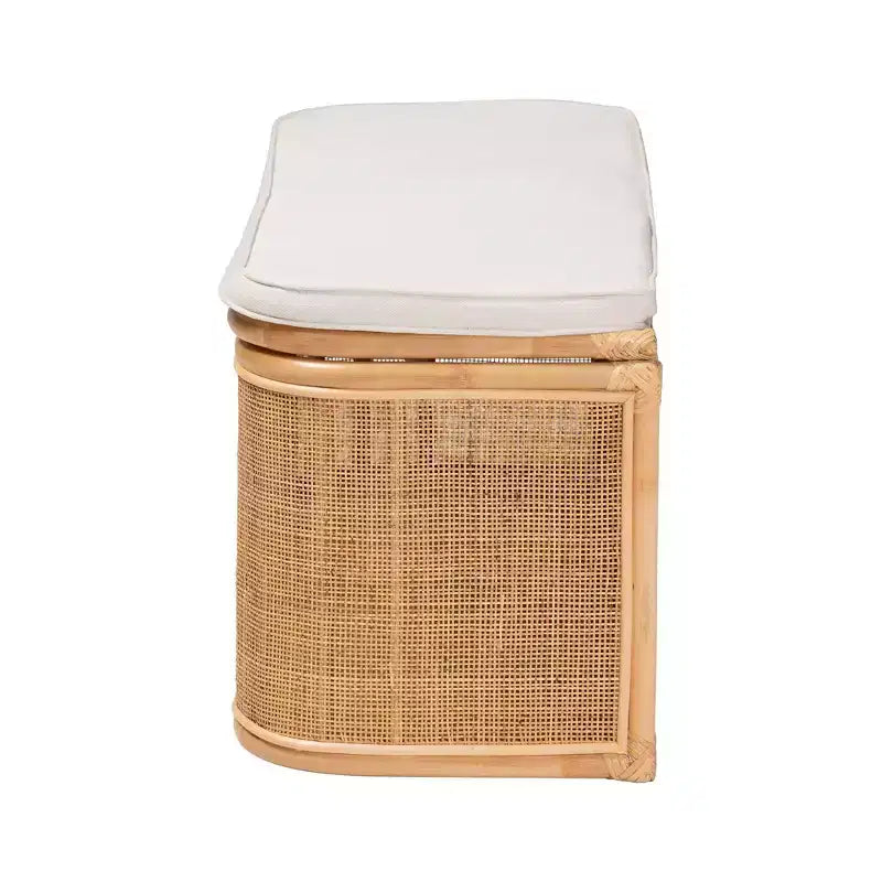 bali & pari Ishana opbergbank van naturel rotan, naturel/wit: bekleed met polyester, frame van multiplex, geen montage vereist