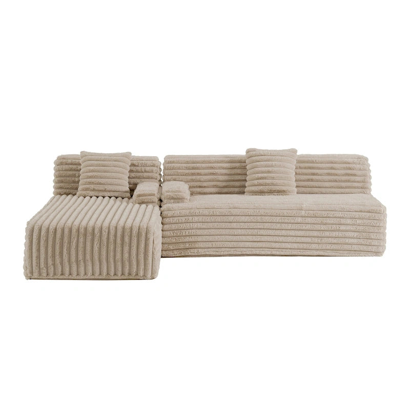 Modułowa sofa narożna Cloud, nowoczesna tapicerowana kanapa z 2 poduszkami dekoracyjnymi, dowolnie konfigurowana, w kształcie litery L