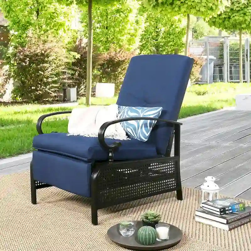 Verstellbarer Relaxsessel für die Terrasse mit Kissen - 38 (D) x 26.5 (W) x 38.5 (H) Zoll