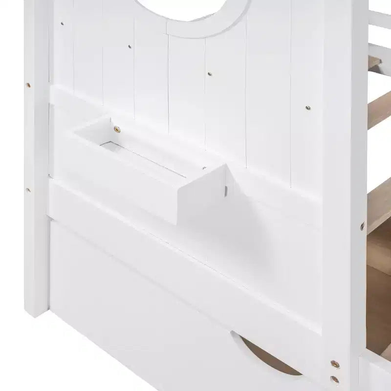 Holzhausbett in Twin-/Full-Size mit 2 Schubladen, Kinderbett mit Ablagefach - ModernLuxe