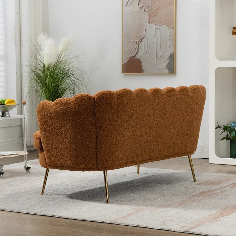 Kleines Mini-Zweisitzer-Sofa mit goldenen Metallbeinen - 2-Sitzer