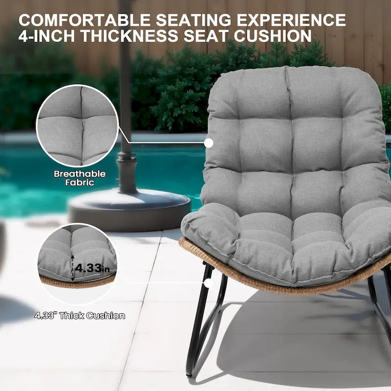 Buiten-papasanstoelen met kussen, comfortabele terrassenstoelen van PE-rattan met bijzettafel