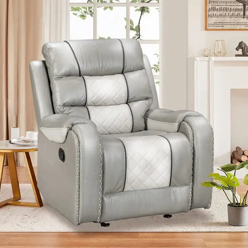 Extra grote fauteuil met verstelbare rugleuning van kunstleer in Amerikaans design voor de woonkamer