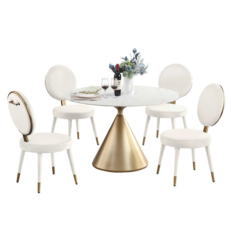 Ensemble de table à manger ronde et de chaises de luxe moderne Morden Fort, 5 pièces