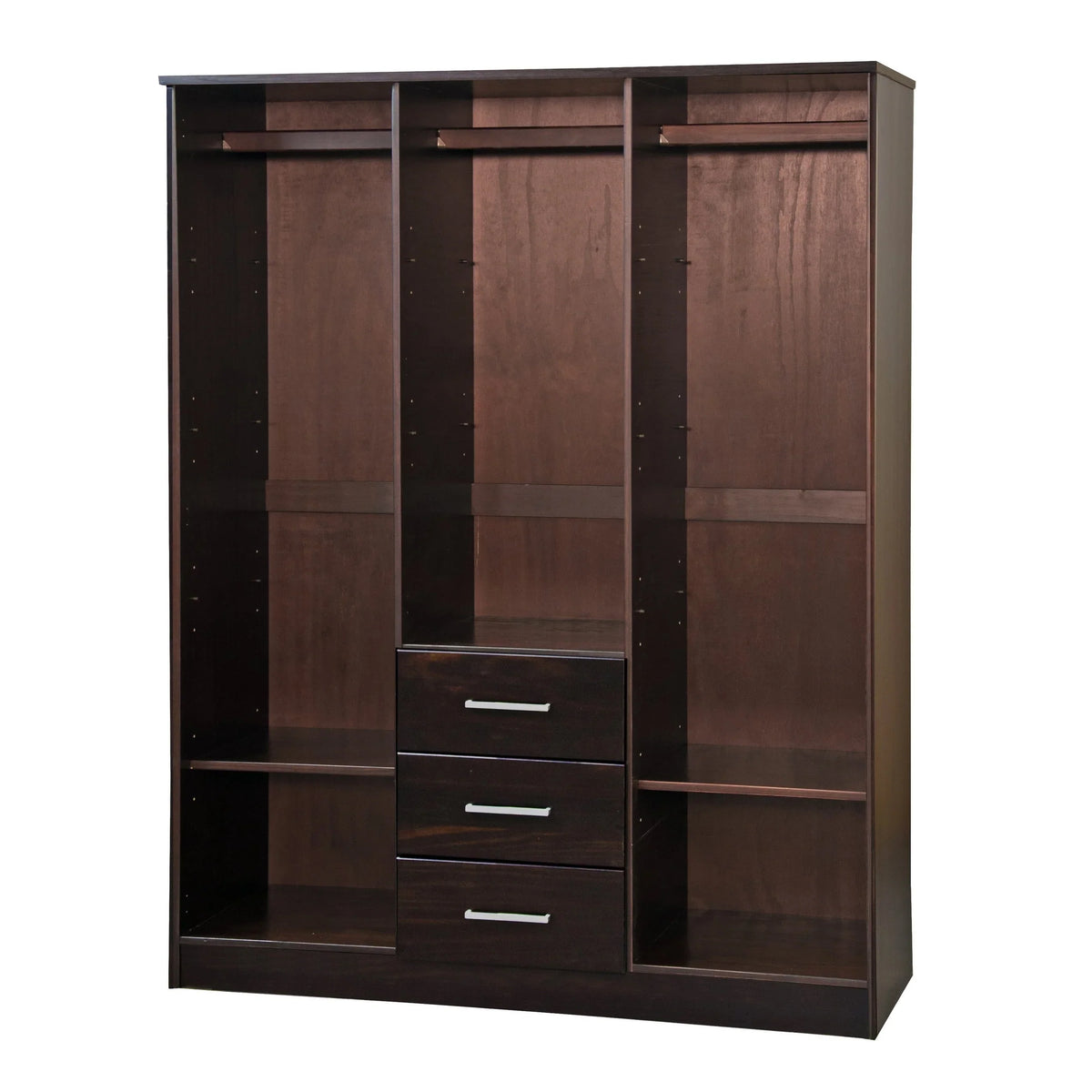 Palace Imports Cosmo-kledingkast met 3 deuren van 100% massief hout, met deuren van massief hout of spiegeldeuren
