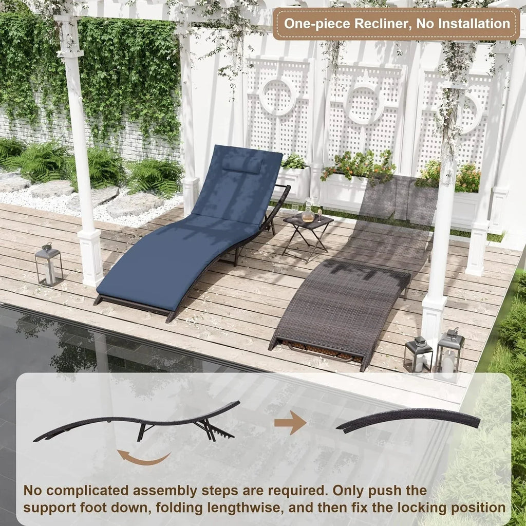 Kullavik 3-teiliges Outdoor-Lounge-Set mit Liegestühlen