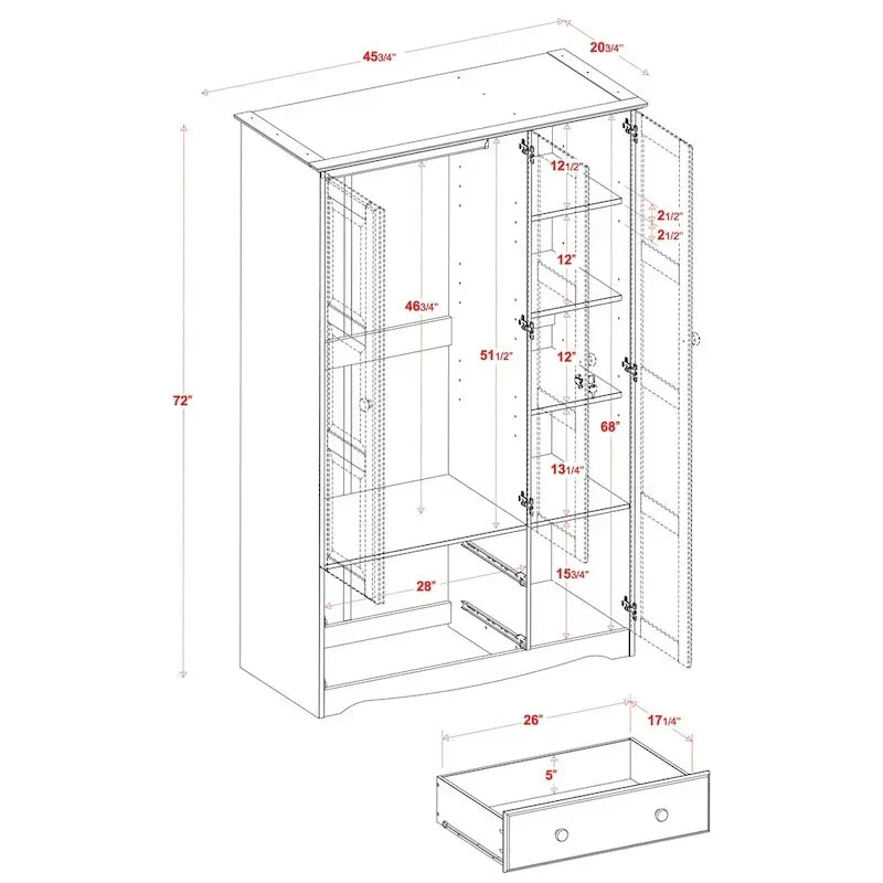 3-türiger Kleiderschrank - Weiß/Mokka/Java - Massivholz