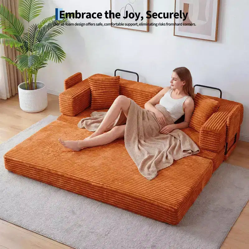 80.7 5-in-1-Schlafsofa mit Cordbezug, 1200 lbs, keine Montage erforderlich