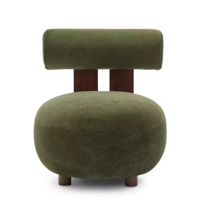 Christopher Knight Home Chariya moderne sculpturale accentstoel van rubberhout met fluwelen bekleding en cilindervormige rugleuning