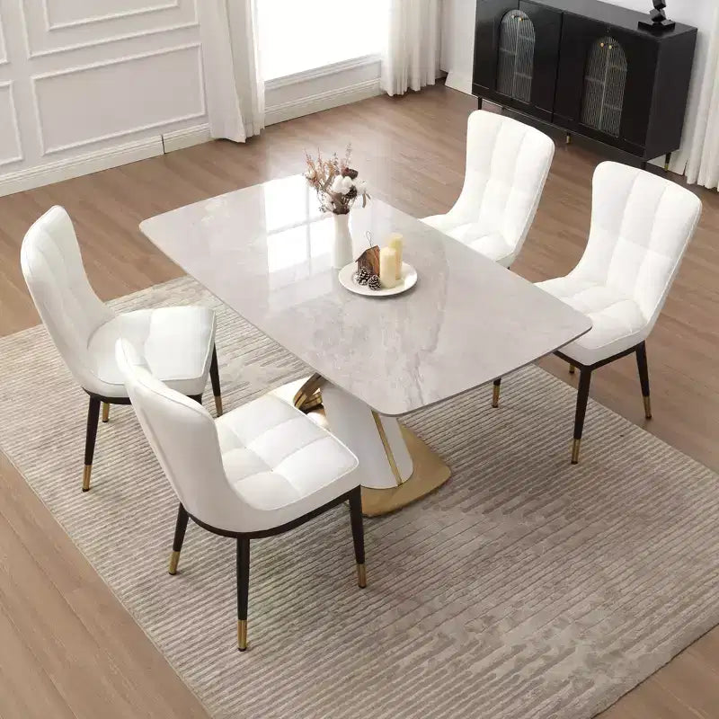 Bekrvio Esszimmerstühle, 6er-Set, moderne Sitzfläche aus Kunstleder mit Polsterung und hoher Rückenlehne, Metallbeine, armlose Küchenstühle für Wohn- und Esszimmer