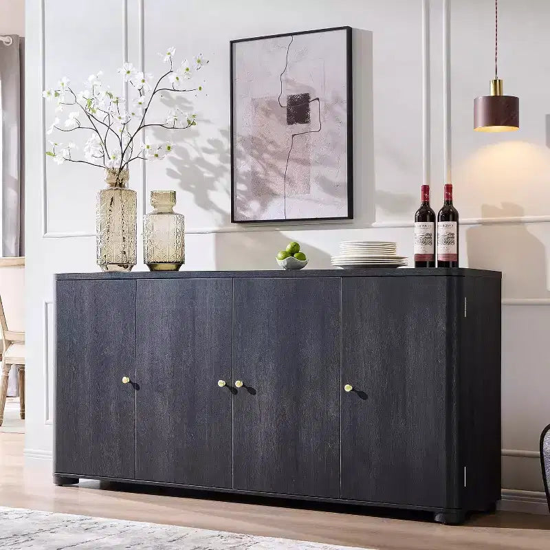 Küchenbuffet-Sideboard mit 4 Türen und Einlegeböden, modernes großes Sideboard mit Stauraum, 66 Kaffeebar-Schränkchen mit Stauraum