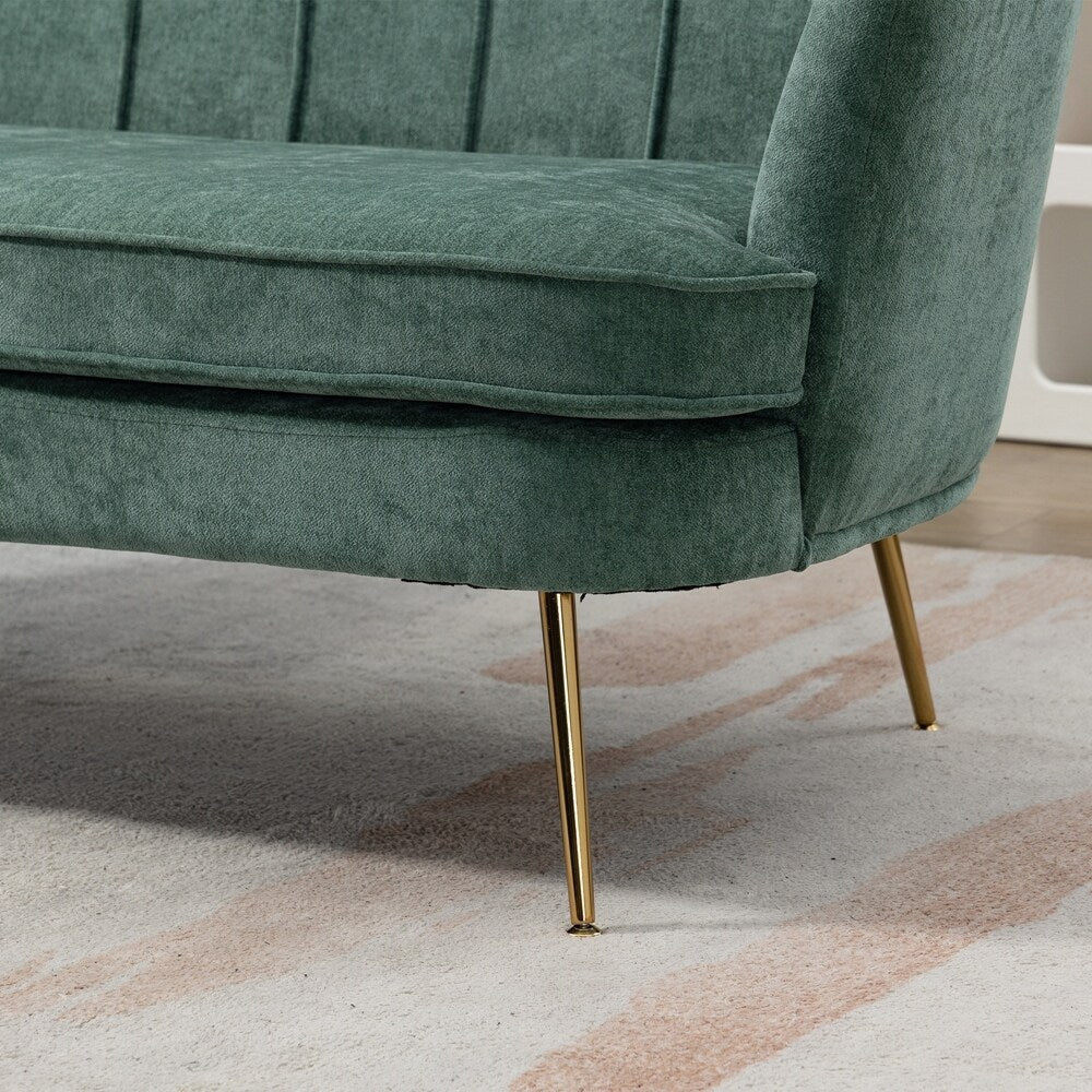 Kleines Mini-Zweisitzer-Sofa mit goldenen Metallbeinen - 2-Sitzer