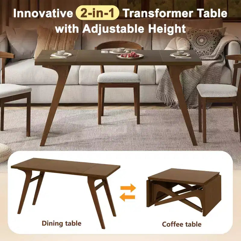 2-in-1-Couchtisch, ausziehbarer Esstisch, höhenverstellbarer Tisch für Zuhause und Büro, platzsparend - ModernLuxe
