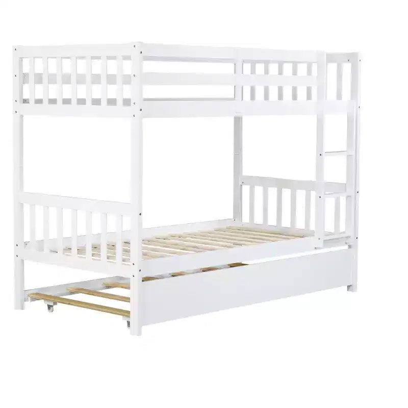 Modern stapelbed van hout, eenpersoons boven eenpersoons, met onderschuifbed, om te bouwen tot 2 bedden