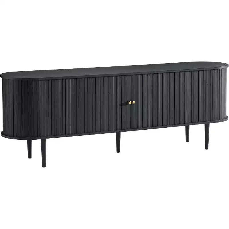 Meuble TV AMERLIFE 70 avec pieds en bois massif, console TV moderne du milieu du siècle avec porte tambour