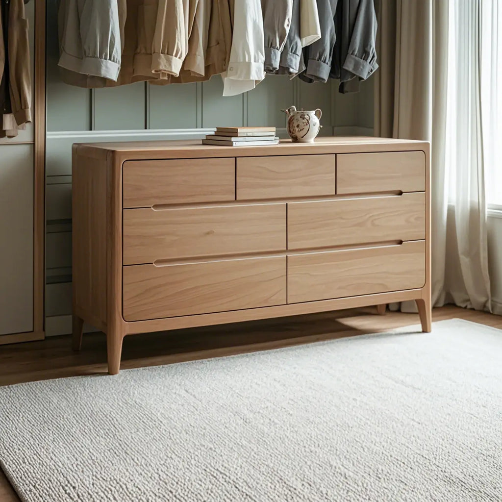 Traditionele dubbele ladekast van naturel eikenhout voor de slaapkamer